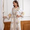 ZD025 Stylish Muslim Women's Beaded Print Robe Dress