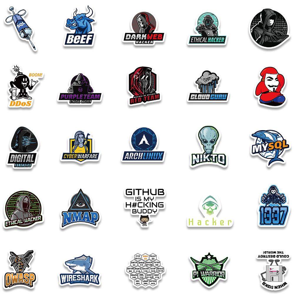 50Pcs Hacker Programming Network Cool Stickers For Luggage Skateboard Laptop Motorcycle Toys Helmet Car Sticker