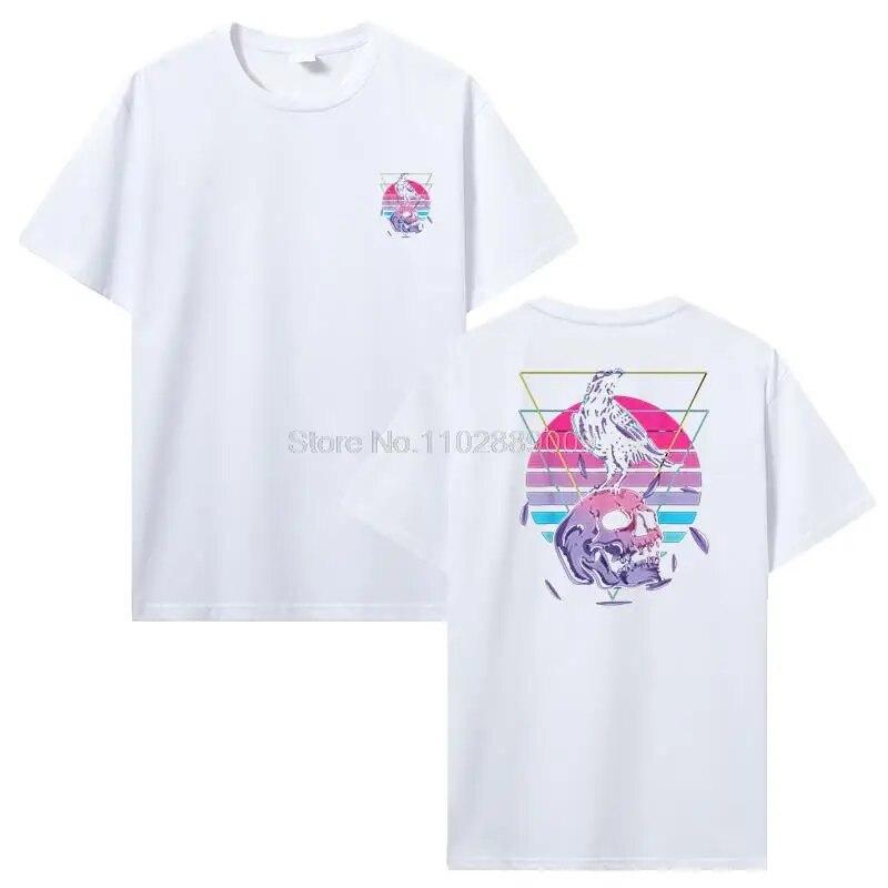 

Футболка с черепом ворона, винтажная молодежная футболка с принтом на спине, подарки, топы из 100% хлопка с короткими рукавами, футболка унисекс, одежда, футболки для уличной одежды унисекс 3XL