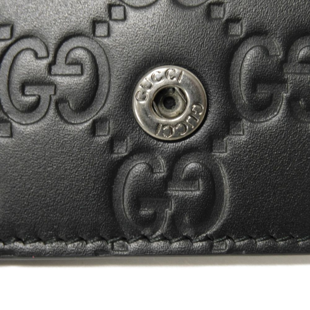 Used Guccissima 6-ring keychain (138093 7949) with double G embossing (9539) in black. Unisex. from Japan AUTHENTIC