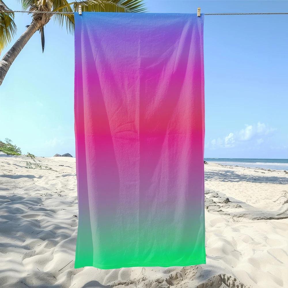 Super Beautiful Gradient Color Beach Towel, Soft And Absorbent, Essential For Camping, Swimming, And Beach Activities