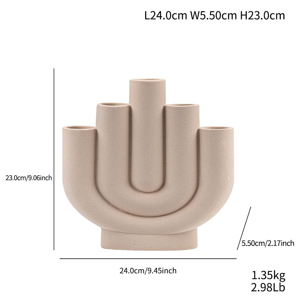 Small Fresh And Multi-Mouth Creative Flower Arrangement, Simple Ceramic Vase, High-End Home Desktop Simple Decoration Ornament