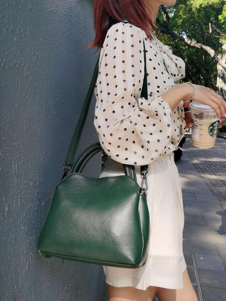 Genuine Leather Women's Crossbody Tote - Large Capacity Soft Cowhide Square Bag for Commuting