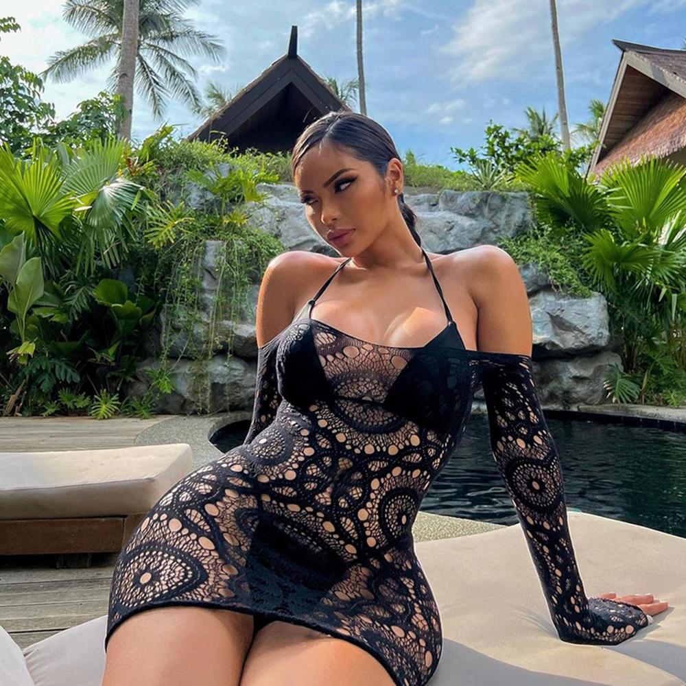 Beach Dress Sexy Lingerie Dress Backless Uniform Short Skirt Passion Temptation Nightdress Bag Hip Beachwear Nightclub Clothing