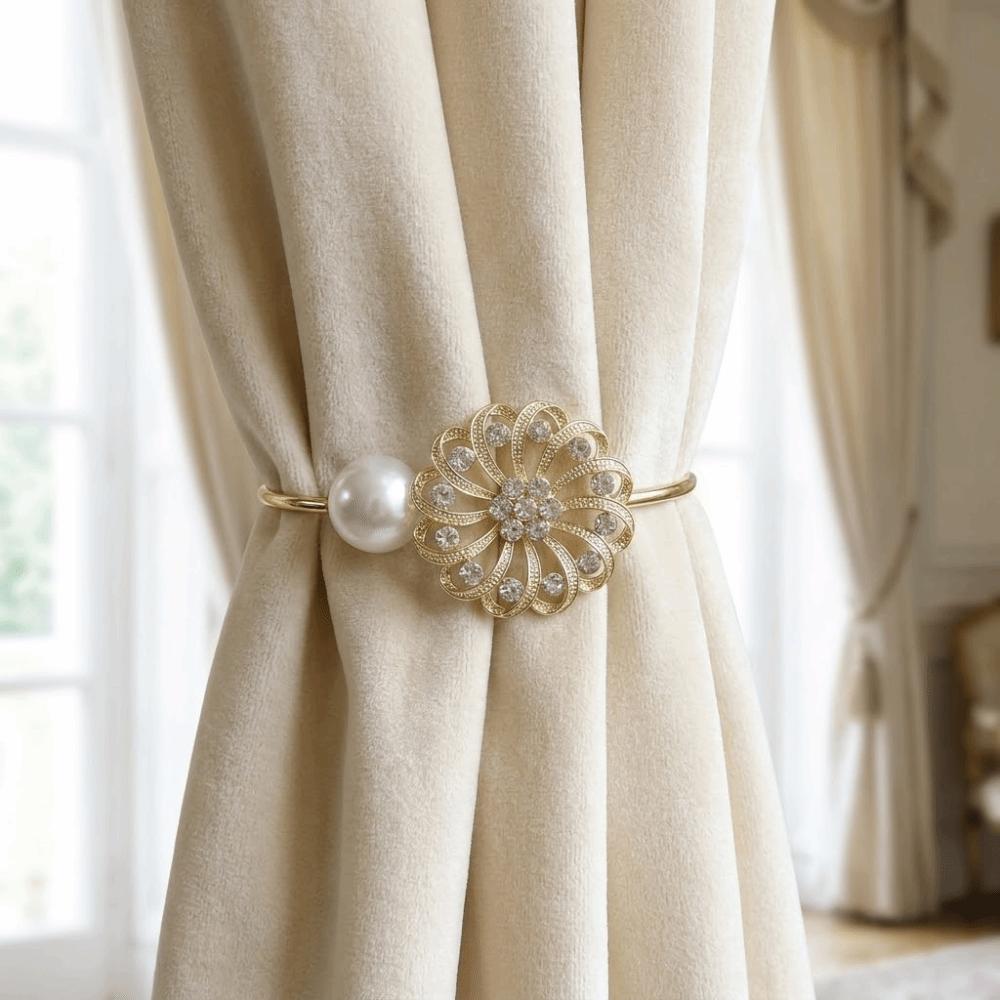 Light Luxury Curtain Tiebacks Metal Pearl Curtain Straps Creative Curtains Tie Rope  Office