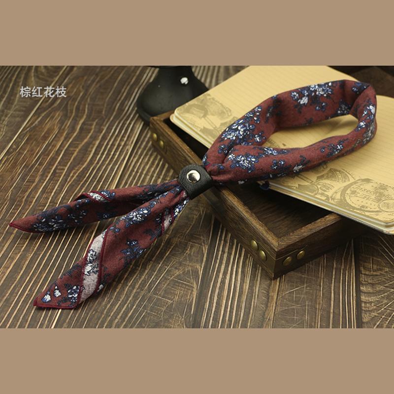 60*60CM Vintage Cotton Floral Cravat Scarf For Men Luxury Necktie Accessories Soft Ascot Scrunch Cravate Wedding Party Tie Gift