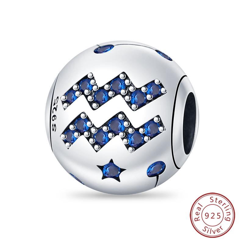 Charms Fit Qikaola Bracelets Copper Twelve Constellations Charms Beads Leo Aries Virgo For Birthday Jewelry Gifts