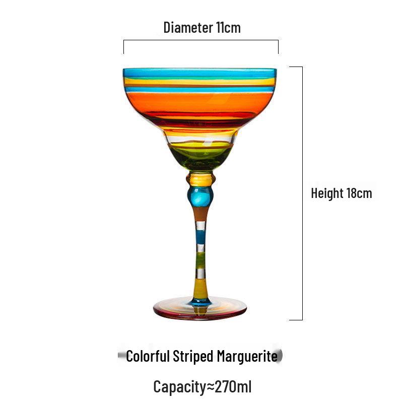 Hand-Painted High-Stem Margarita Glass for Cocktails