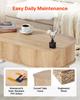 1000 Mm Lift Top Coffee Table, Fluted Oval Coffee Table with 3 Hidden Compartment, Mid Century Wooden Oval Center Desk with Storage, Lift Up Tabletop