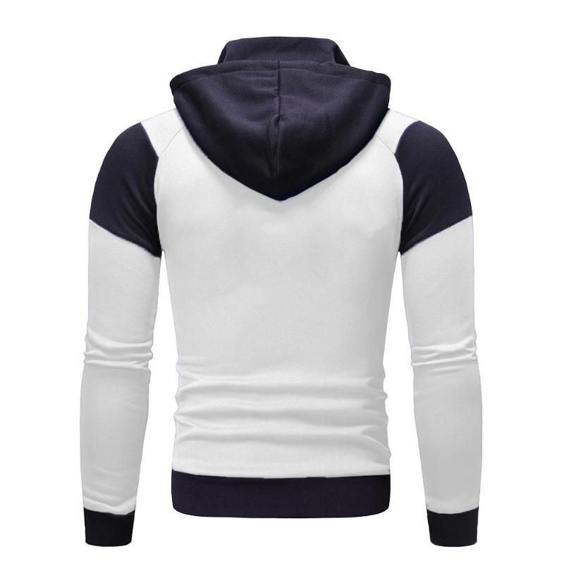 Men S Color Block Zip Up Hooded Slim Fit Fleece Sweatshirt