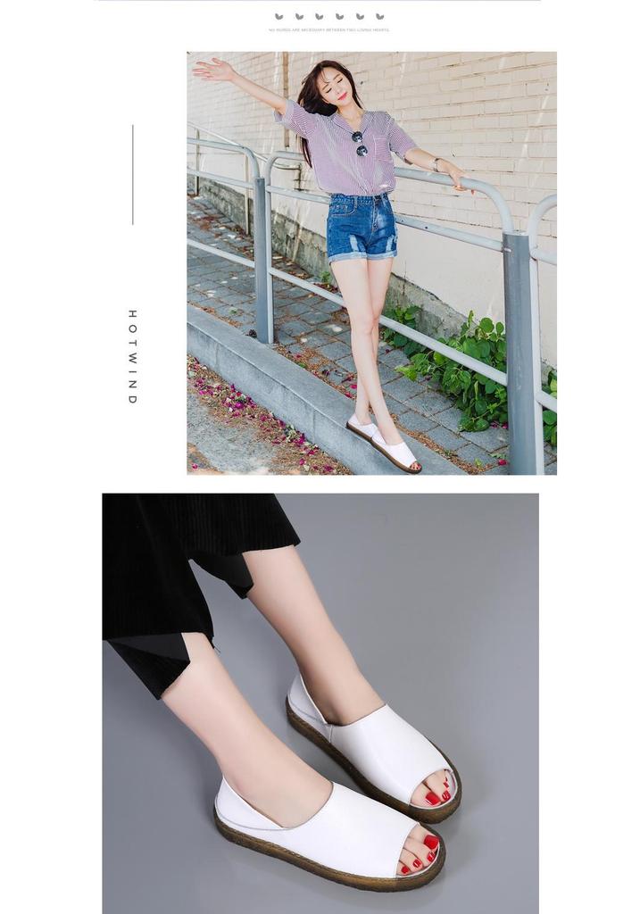 Genuine Leather Women's Korean Style Slip-On Shoes for Students, Expectant Mothers, and Mothers
