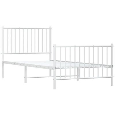 Metal Bed Frame with Headboard and Footboard White 90x200 Cm