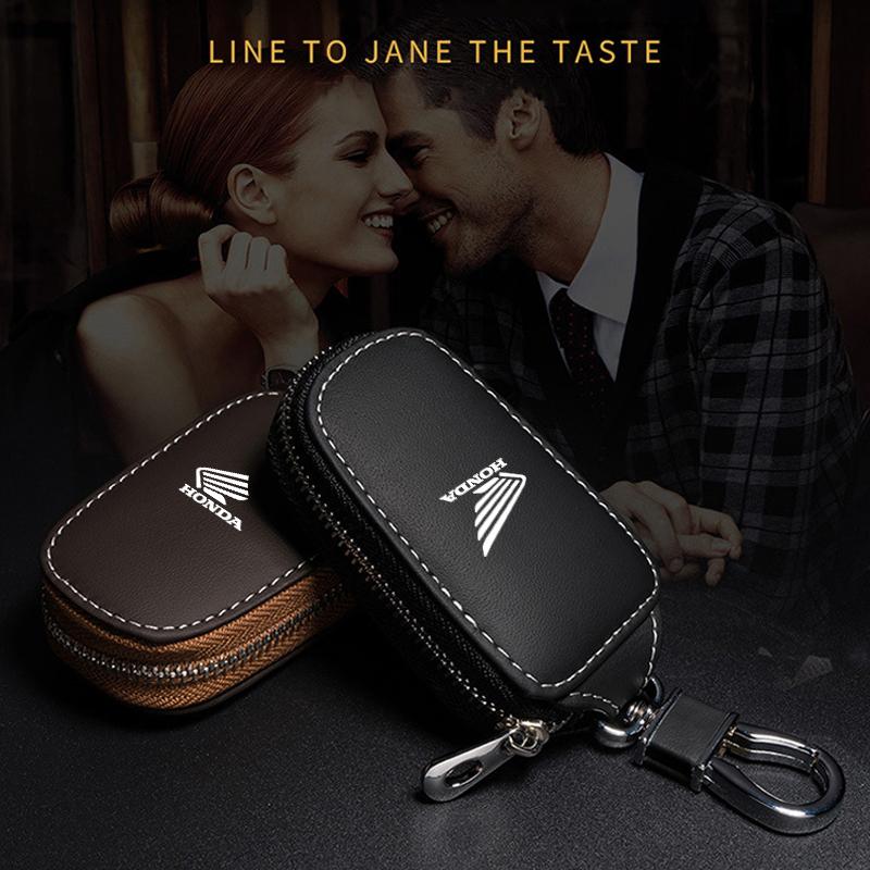 1pcs Motorcycle Key Protector Bag Leather Key Holder Wallet Zipper Bag For Honda CB400CB650FCBF CBR25ORR CRF SH3O0 NC75O HONDA RG0