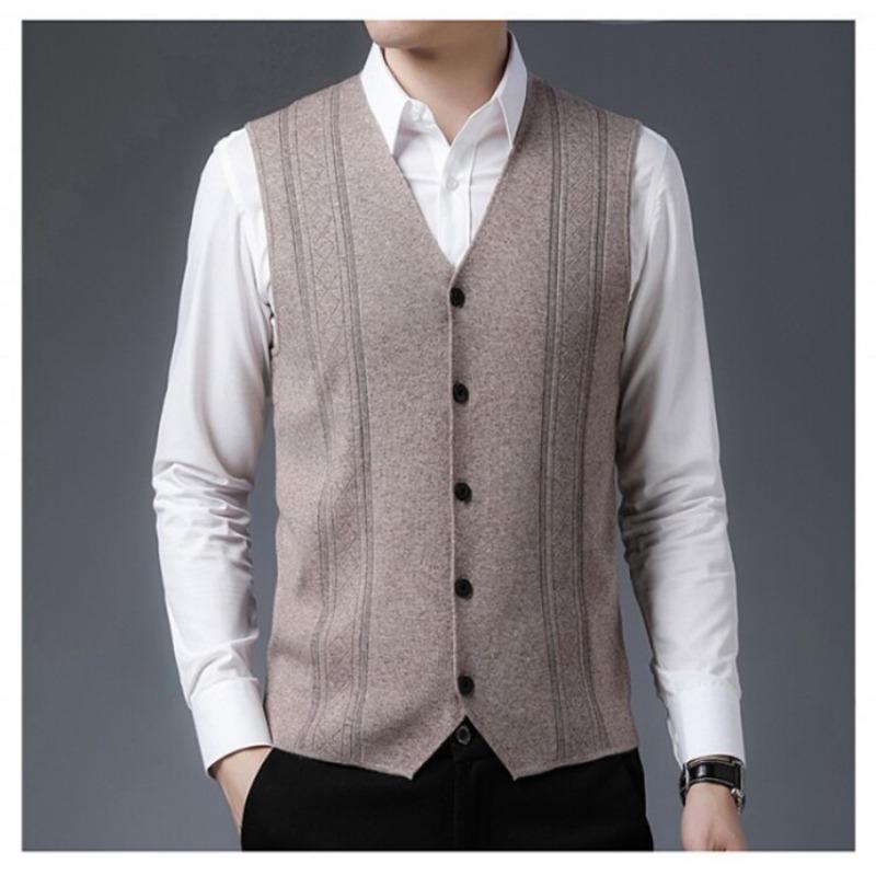 Men S Middle Age Sleeveless Knitted Cardigan Jacquard Dad Vest