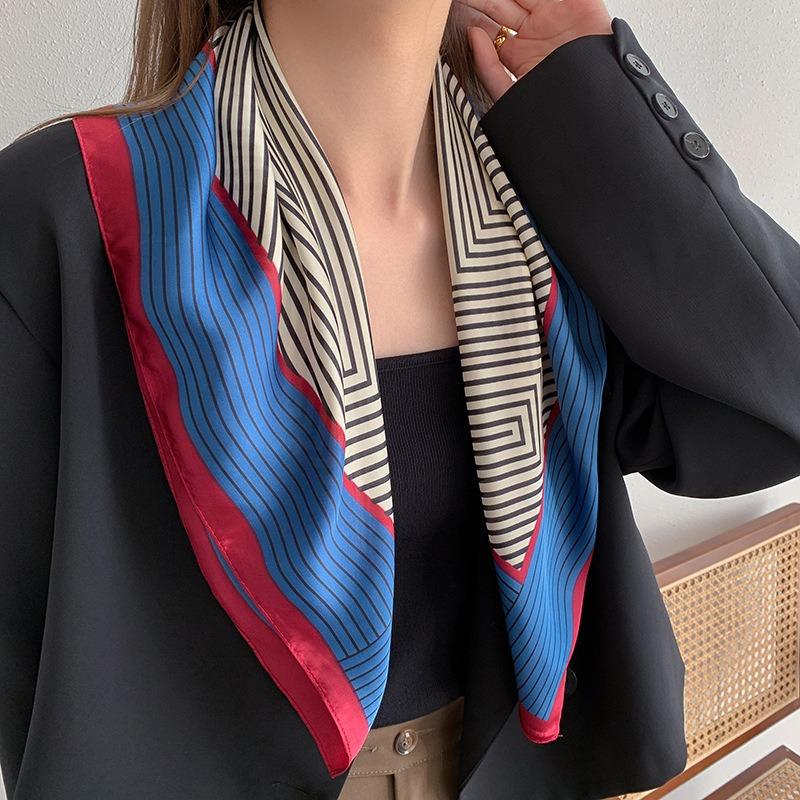70 simulated silk scarf square scarf women's fashion letter printing small square scarf workplace decoration scarf scarf