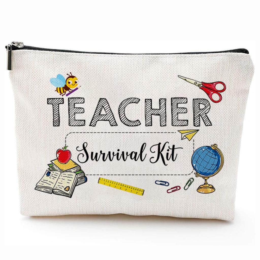 Teacher Gifts Teacher Appreciation Gifts Thank You Teacher Gift Bags Zipper Cosmetic Makeup Bag Canvas Pencil Pouch