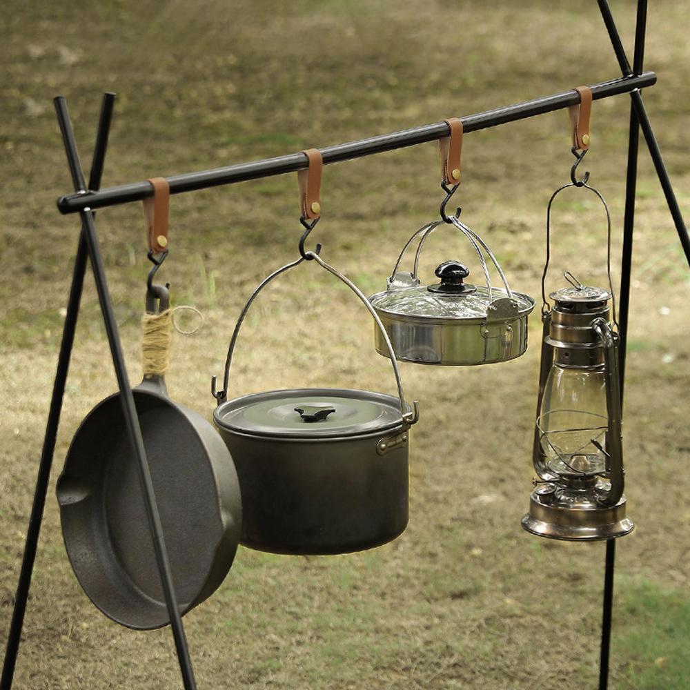 

Портативный уличный крючок для кемпинга, пикника, S-крючок, крючок из ПУ кожи, крючок-брелок, полка для хранения, набор крючков, вешалки жёлтый