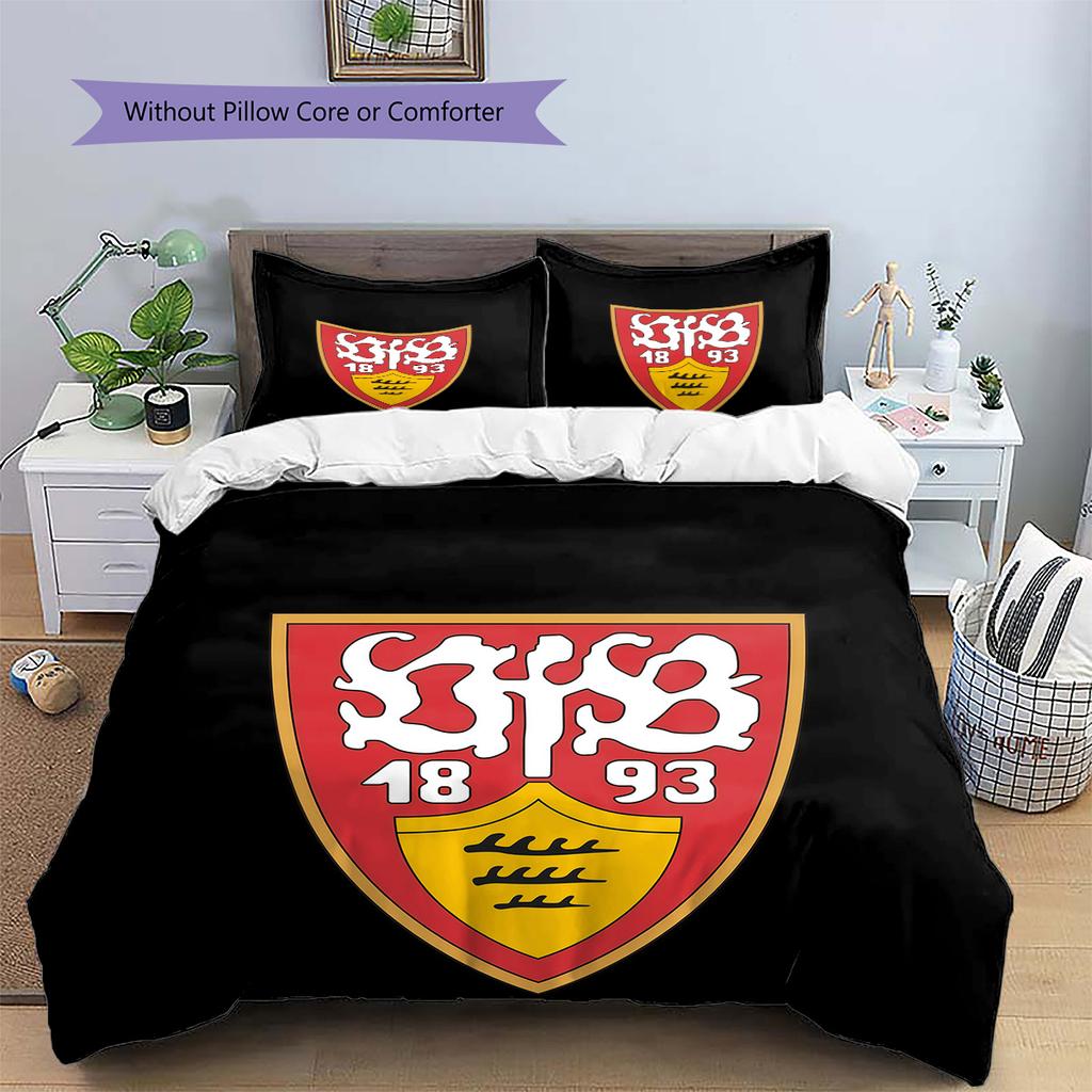 Set Copripiumino Trapuntato con Motivo VfB Stuttgart Decorazione per la Casa Regalo (1 * copripiumino + 2 * federe senza imbottitura)