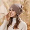 Autumn and winter new hat women's warm ear protection big head circumference cold hat knitted wool pullover hat