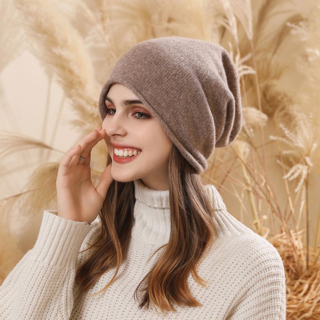 Autumn and winter new hat women's warm ear protection big head circumference cold hat knitted wool pullover hat
