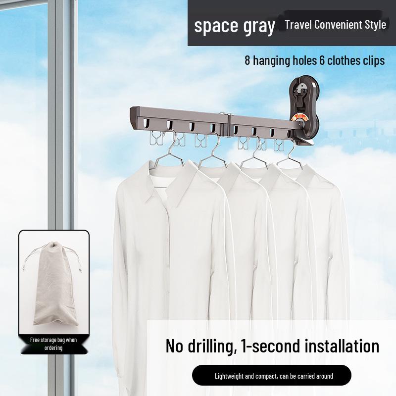 Portable No-Drill Suction Cup Clothes Rack - Foldable, Strong, Invisible Drying Solution
