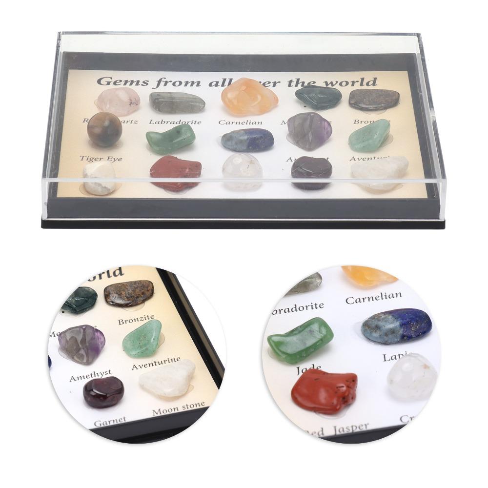 multi-color natural mineral texture mini crystal collection stones  cabinet mineral specimen layout