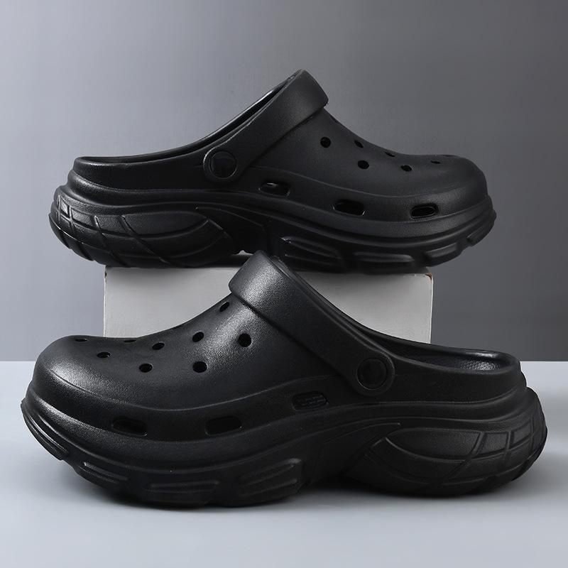 Hole shoes men's new summer outer wear non-slip wading cold slippers thick-soled two-wear slippers