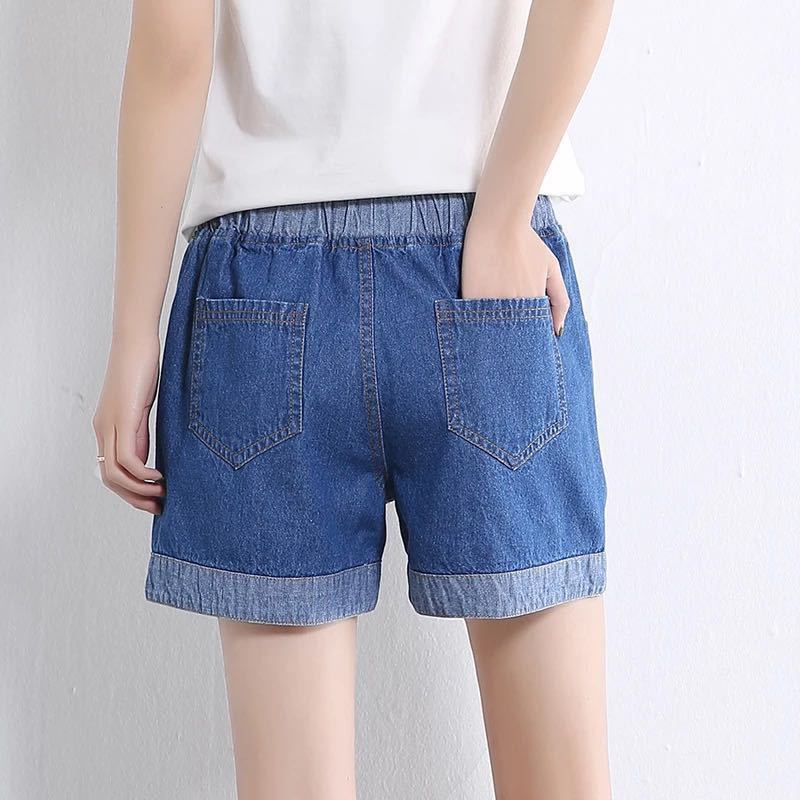 Women's Summer Cowboy Shorts Students Korean Edition Elastic High Waist Loose Casual Hot Pants