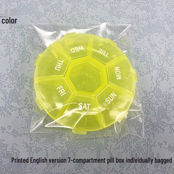 7-Day Round Portable Pill Box with 7 Compartments