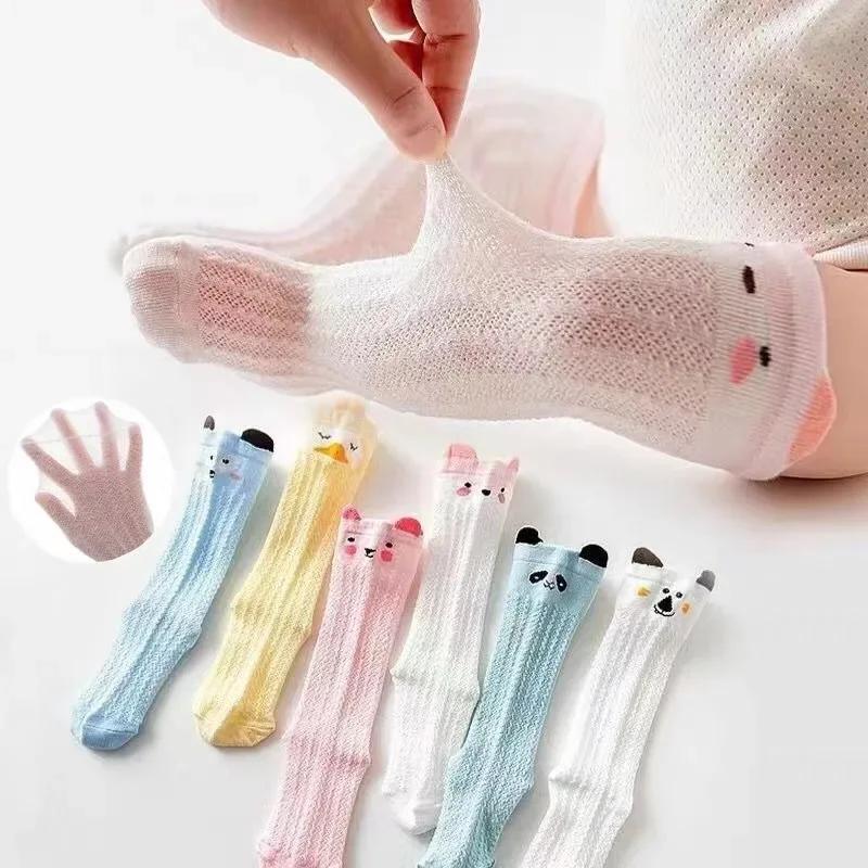 Boys Socks Summer New Born Mesh Cotton Sock Newborn Cute Cartoon Cat Pattern  Anti Mosquito Long Stocking Baby Girl Accessories