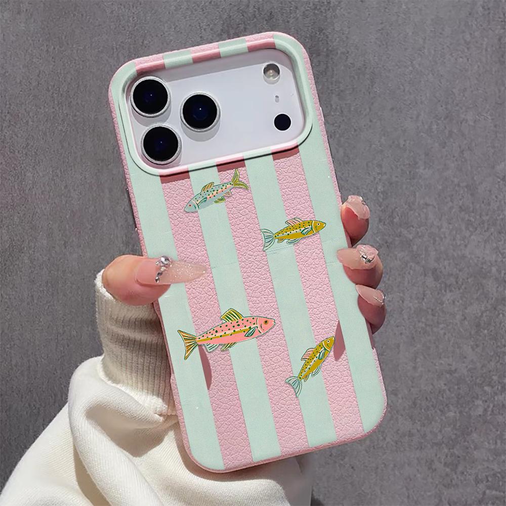 For Iphone 17 Pro Max Striped Fish Schools Phone Case For IPhone 16 16E 15 14 13 12 11 Pro Max 15 Plus Silicone Cover Fundas