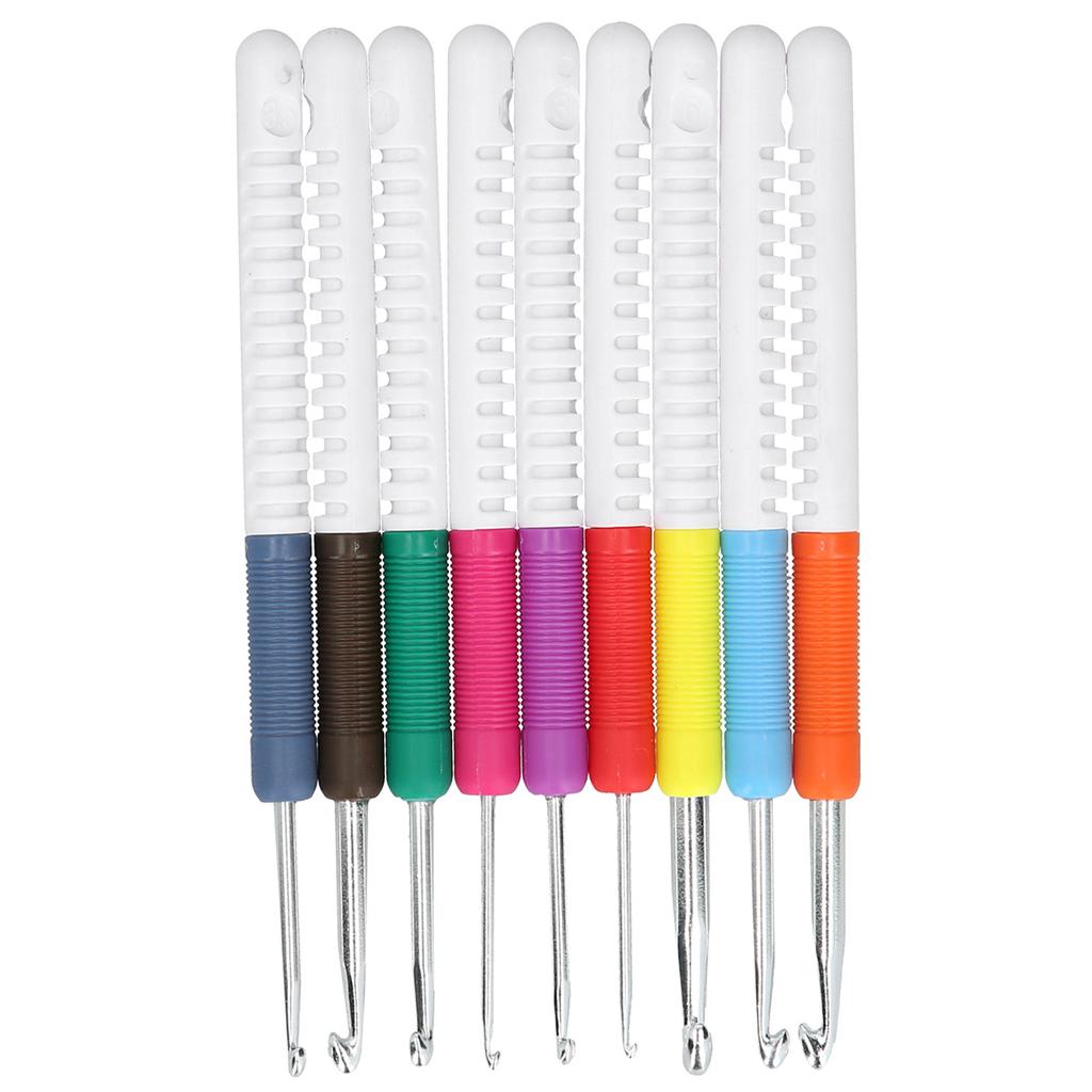 9Pcs Crochet Set ABS 2 Color Plastic Handle DIY HandWoven Sweater Knitting Tools
