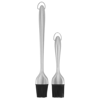 2Pcs Set Stainless Steel Oil Brush with Food Grade Silicone Barbecue Baking Oil Brush for Home
