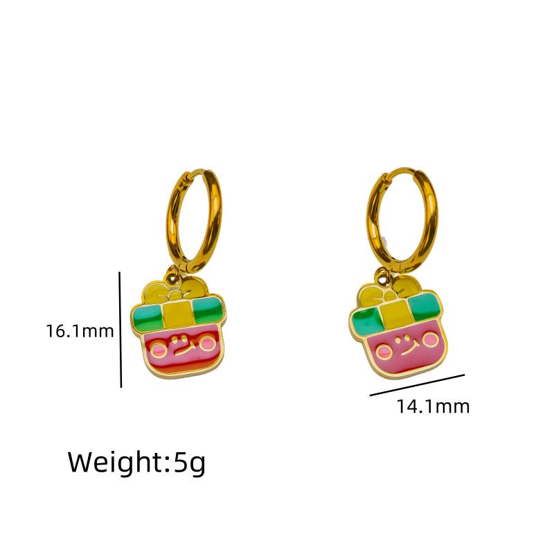 New Fashion Christmas Earrings: Creative Snowman & Tree Design In Stainless Steel