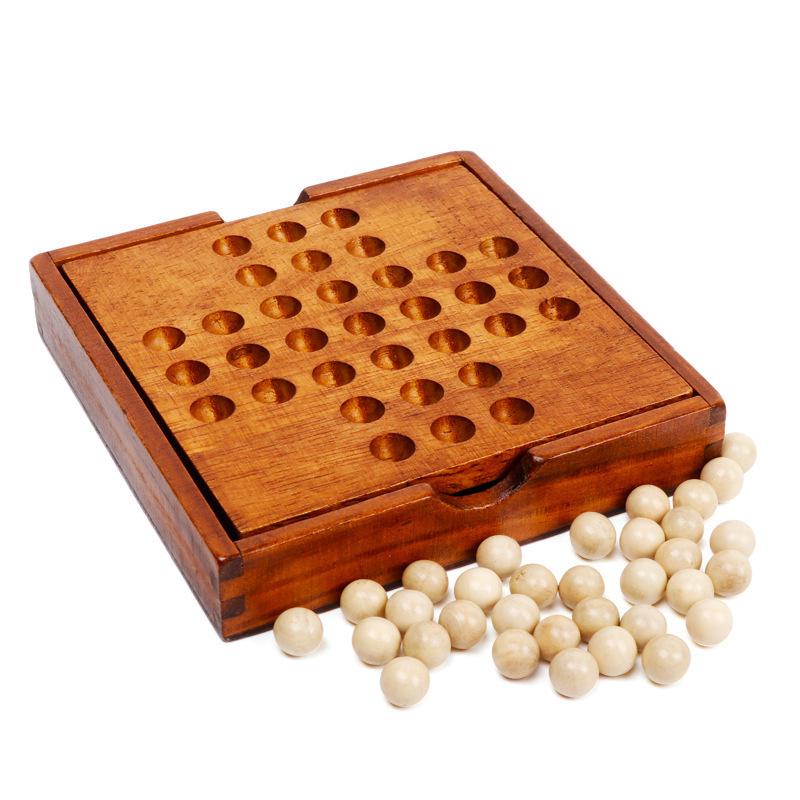 Gioco da Tavolo Solitario Diamante in Legno per Bambini – Giocattolo Educativo Kongming Chess da Scrivania