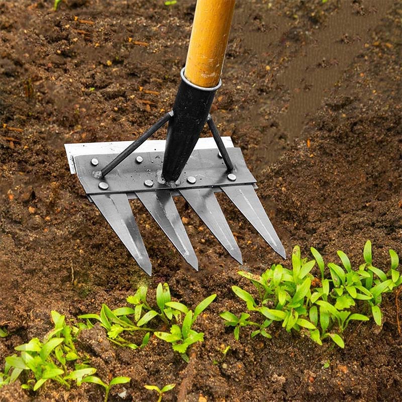 2/3/4/5/7 Teeth Garden Rakes Weeding Tool Hand Agricultural Nail Harrow Metal Harrow Effortless Soil Turning Farming Tools