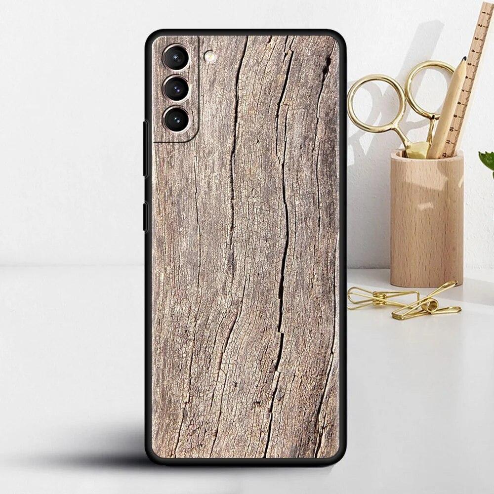 Geschnitzte Holzhülle für Samsung Galaxy S22 S20 FE S21 S23 Plus S10 Lite S9 S8 S10e Note 20 10 Lite Silikon-Handyhülle