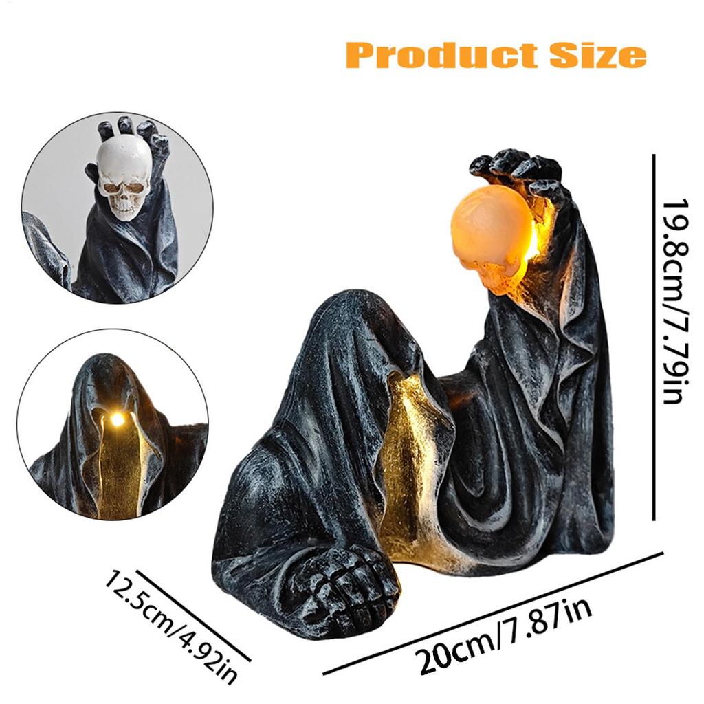Luminous black robe ornaments Halloween Horrible Hand Statue Resin Sculpture Waterproof Gothic Decor for Home Party 30x20x15cm