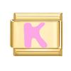 Vintage Y2K Pink 26 English Letters Gold Color Italian Charm Links Fit 9MM Bracelet Stainless Steel Making DIY Christmas Gifts
