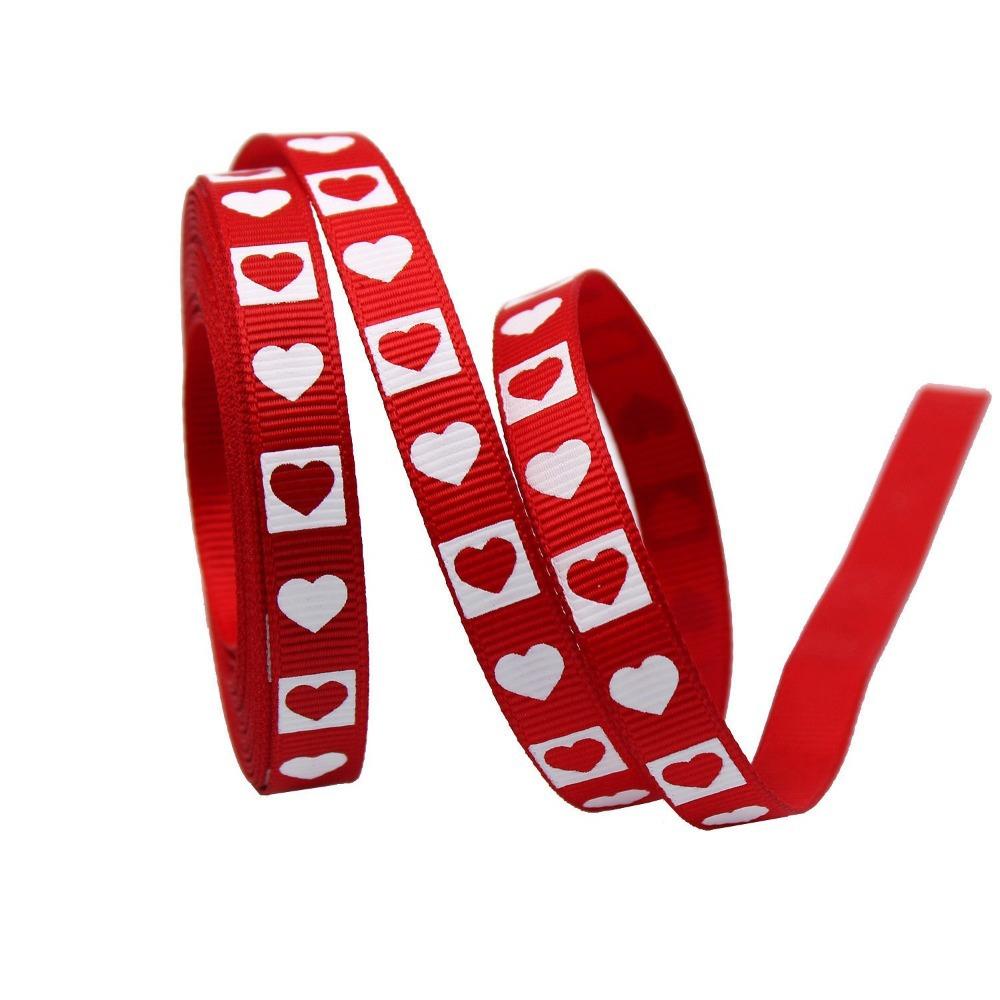 Single-Sided Heart Print Ribbon 5 Yards Bouquet Packaging Ribbon Gift Packaging Ribbon  DIY
