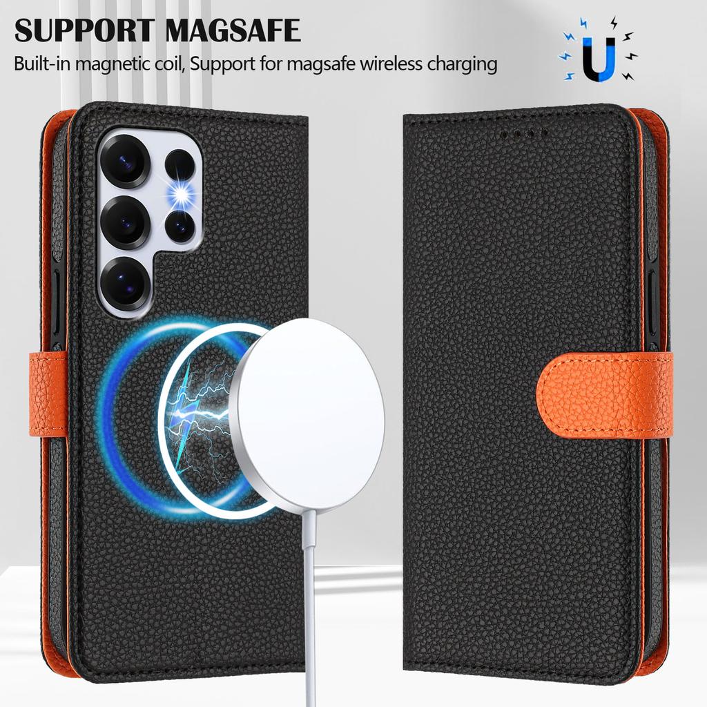 For Samsung Galaxy S25 Ultra Leather Magnetic Case Detachable Wallet Phone Cover with Hand Strap