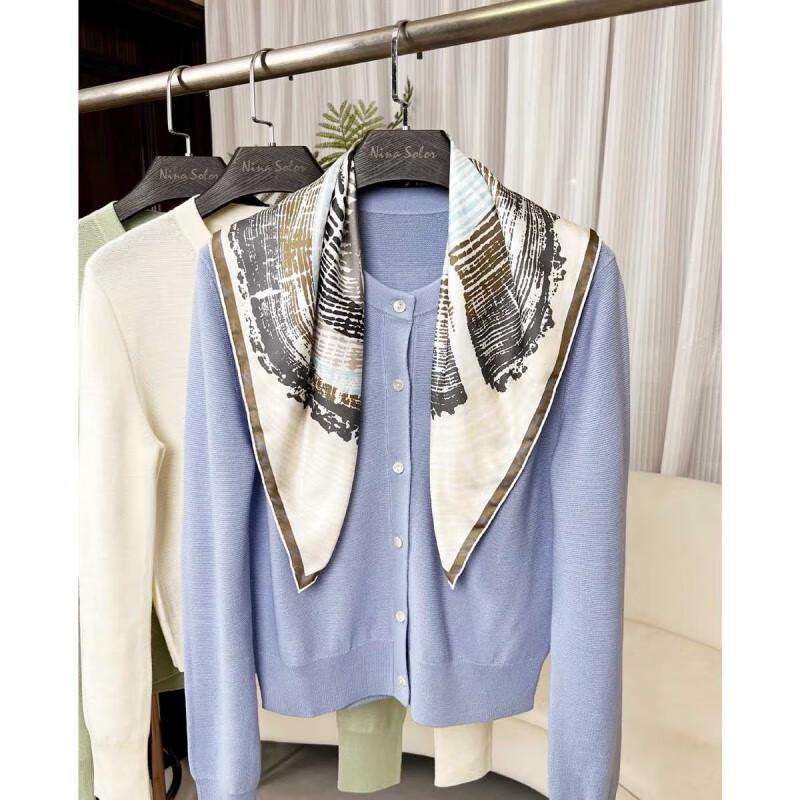 NINA SOLOR Summer Sea Breeze Silk Twill Square Scarf