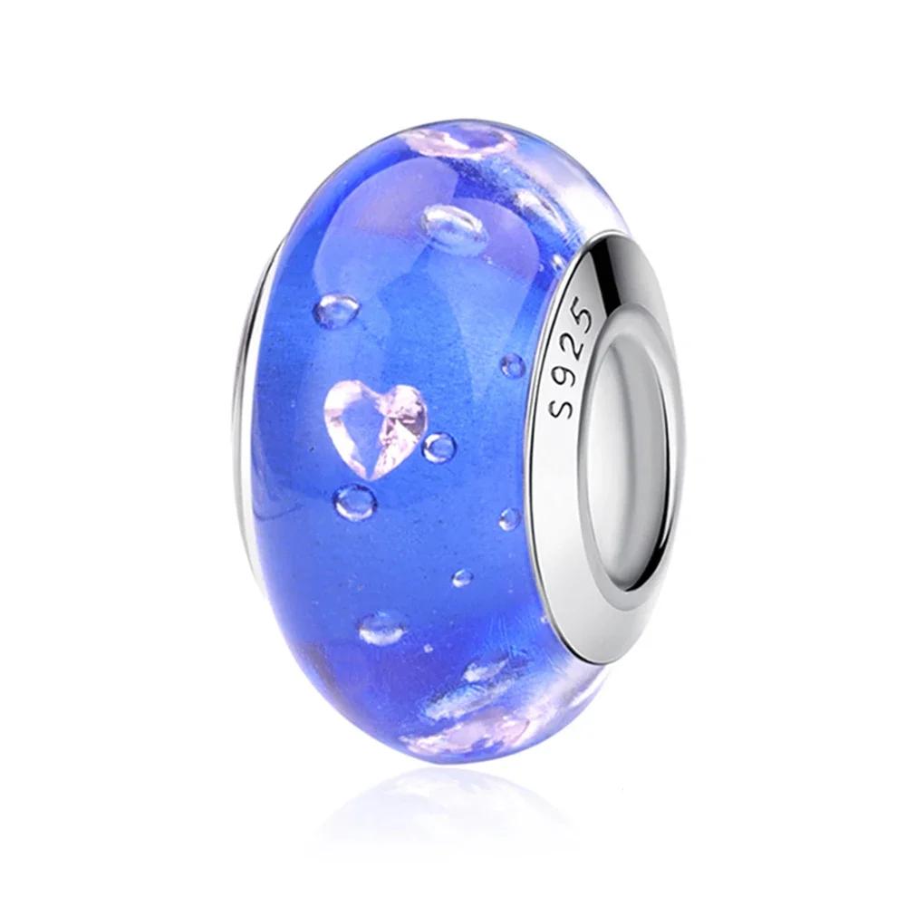 Copper Pink Flower Murano Glass Beads Charm Fit Original Bracelet Necklace Faceted Murano Diy Women Luxury Jewelry