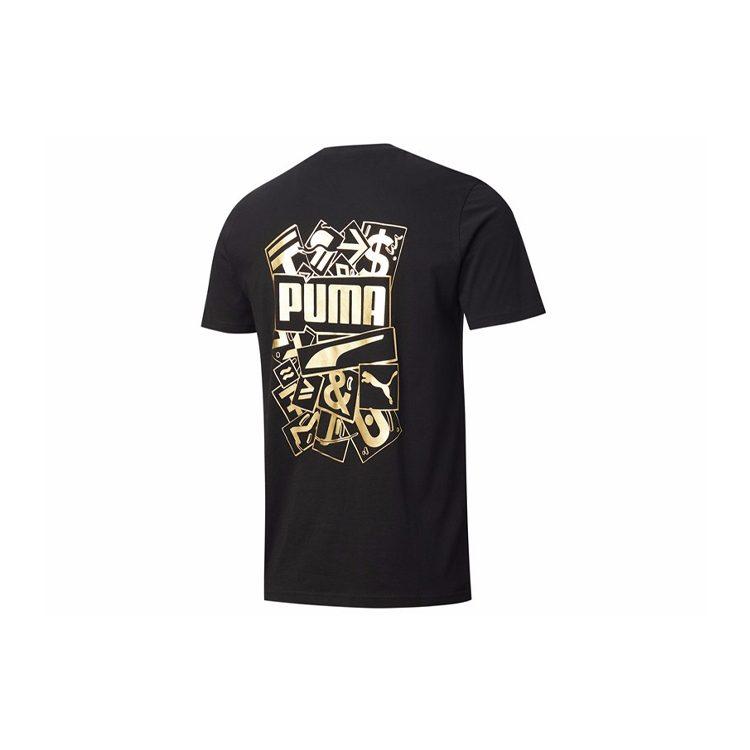 PUMA T Shirts Men's Black Crew Neck Moderate Straight Fit 587582-01