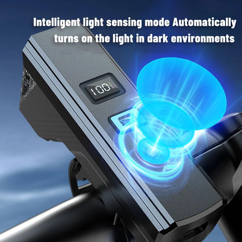 Powerful Sensing Bicycle Head Light Power Display Flashlight Rechargeable MTB Bike Front Light for Night Outdoor Cycling Safety