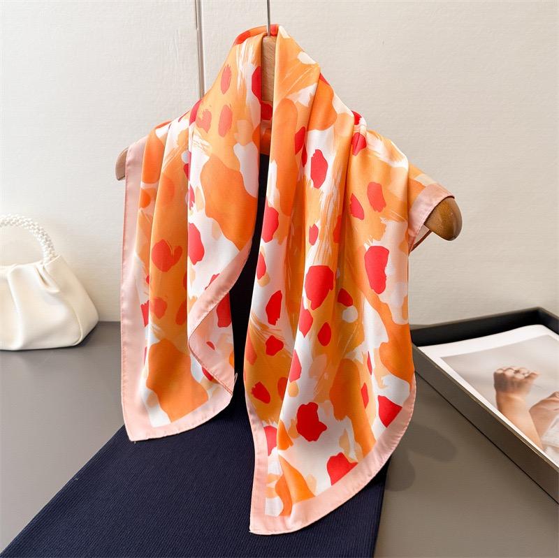 Sexy Ombre Leopard Dot Geometric Print Shawl Luxury 70X70Cm Square Silk Scarf Wrap Fashion Accessory Hair Tie Bandana Hijab