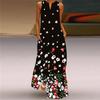 Robes imprimées pour femmes, style Boho, sans manches, col en v, longue, décontractée, ample, plage, fête, Maxi, été