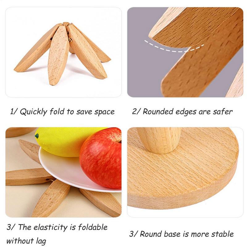 Wooden Trivets For Hot Dishes Folding Tree Shape Black Walnut Table Mat Holders Heat Insulated Pad Set Coasters For Clay pots