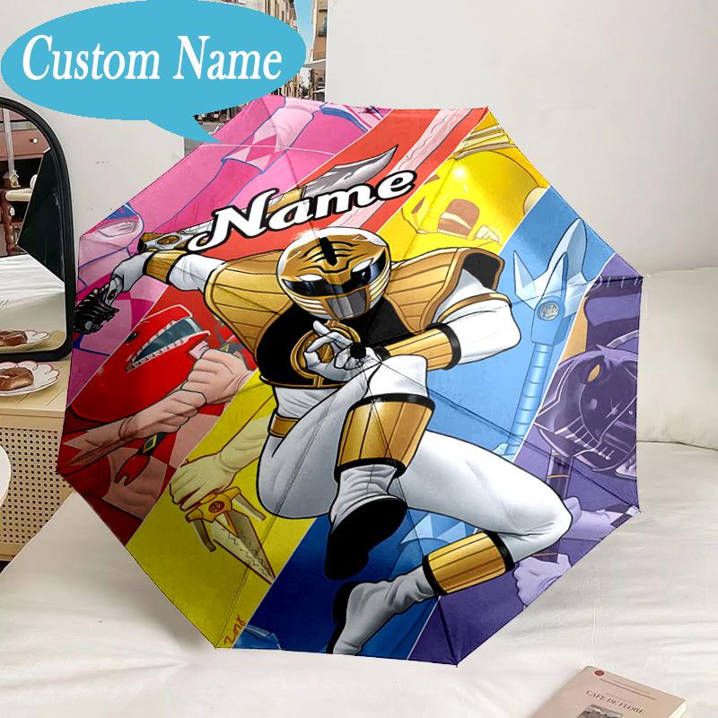 Custom Name Umbrella Power-Rangers Heroes Umbrella 8-Frame for Travel, Camping, Casual Lightweight Portable, Essential for Family Gifts