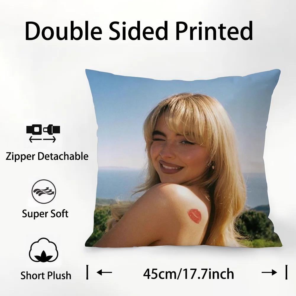 

S-Сабрина Карпентер Наволочка Плюшевая Ткань Мягкая Двусторонняя Печать Наволочка для Подушки на Диван Декоративные Наволочки 12x12Inch